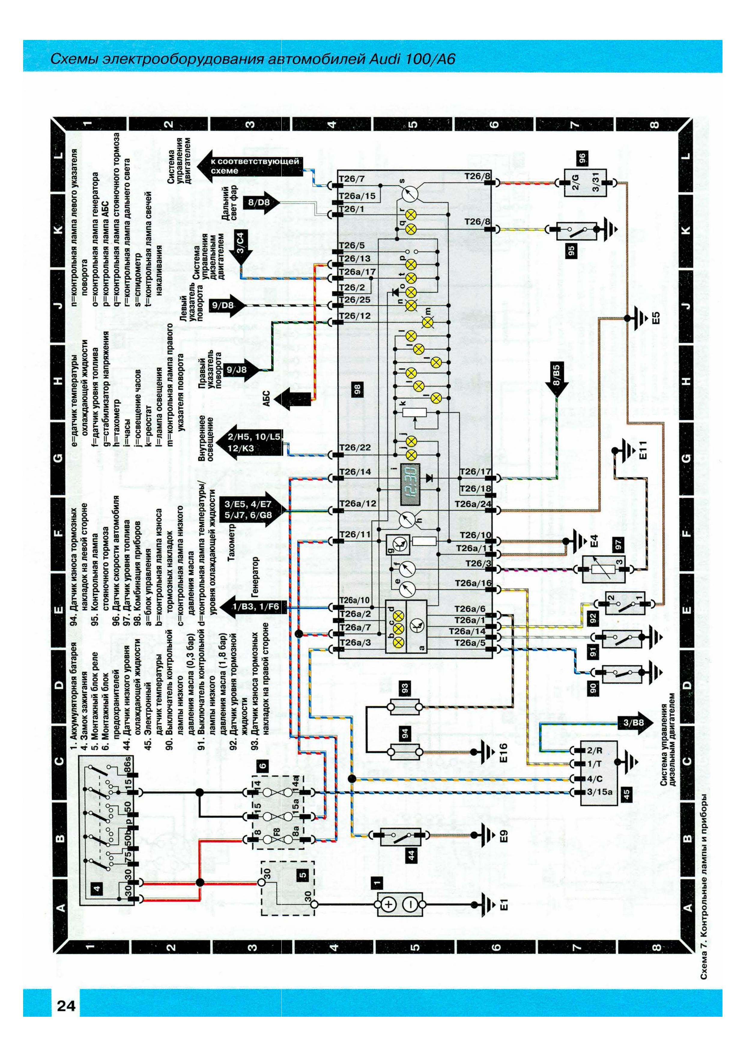 Ауди 100 электросхема