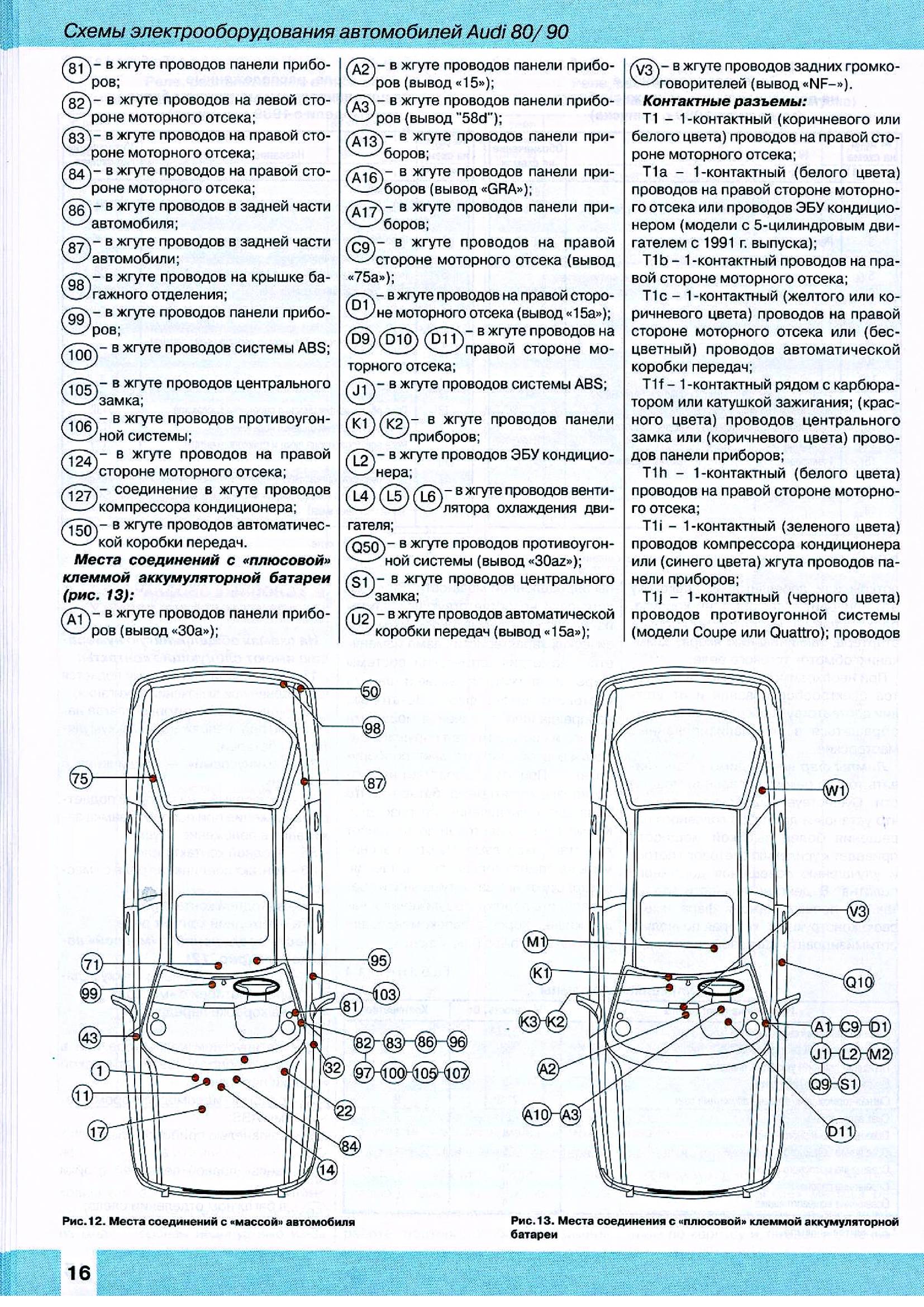 Audi 80/90 B3 Схемы электрооборудования автомобилей страница 015
