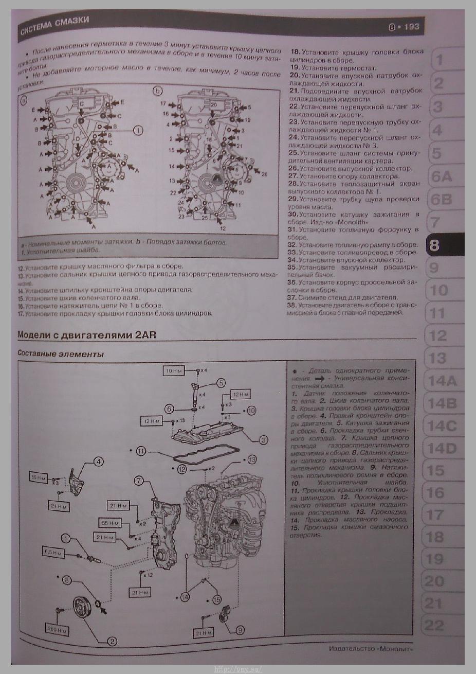 Тойота рав 4 3zr fae моменты затяжки