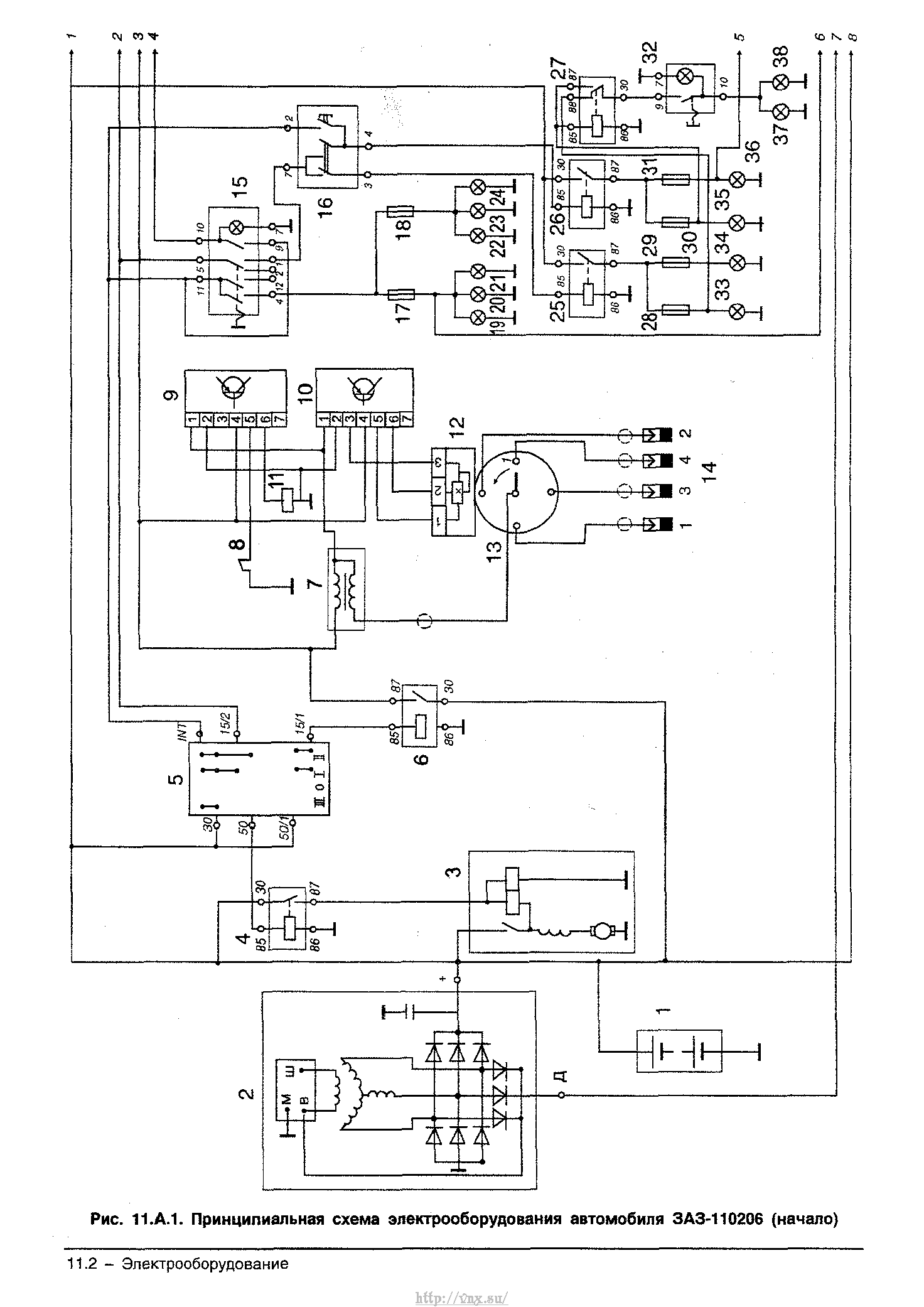 Схема электропроводки заз 110307